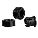 A black mounting clip designed for 5MM LEDs, the clip and ring are shown separately, but they do fasten together.