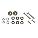 The hardware included with two metal Fender 16 inch tilt-back legs intended for Twin Reverb and Pro cabinets consisting of washers, nuts, and screws.