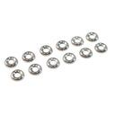 A set of 12 Blackface style medium chrome decorative washers intended for guitar amplifier cabinets.