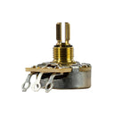 A side view of the short shaft potentiometer used in the unassembled Les Paul short shaft wiring kit.