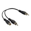 Cable Splitter (1) RCA Male Phono Plug to (1) RCA Male Phono Plug and (1) Female RCA Jack - Y- Adapter