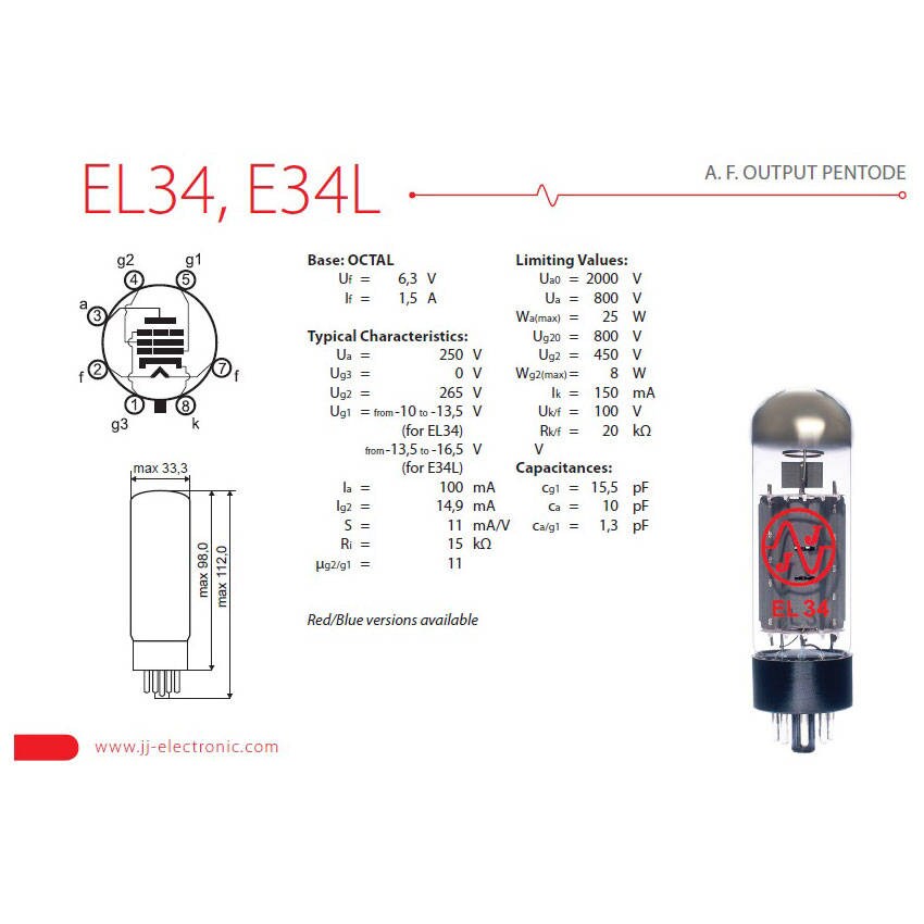 JJ Electronic E34L Vacuum Tube – Mojotone