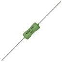 A green 50W ceramic resistor used in guitar wiring on a white background