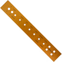 An orange British 45W amplifier faceplate with designated hole cut-outs for a Power & Standby switch, Indicator Light, Presence, Bass, Middle, Treble, High Treble Loudness and Normal Loudness, as well as four input cut outs.