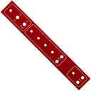 A red NC3015 amplifier faceplate with designated hole cut-outs for an ON/OFF switch, ON/STANDBY switch, Top Cut switch, Bass, Treble, Volume, & Input switch, volume potentiometers, and designated indicator lights.