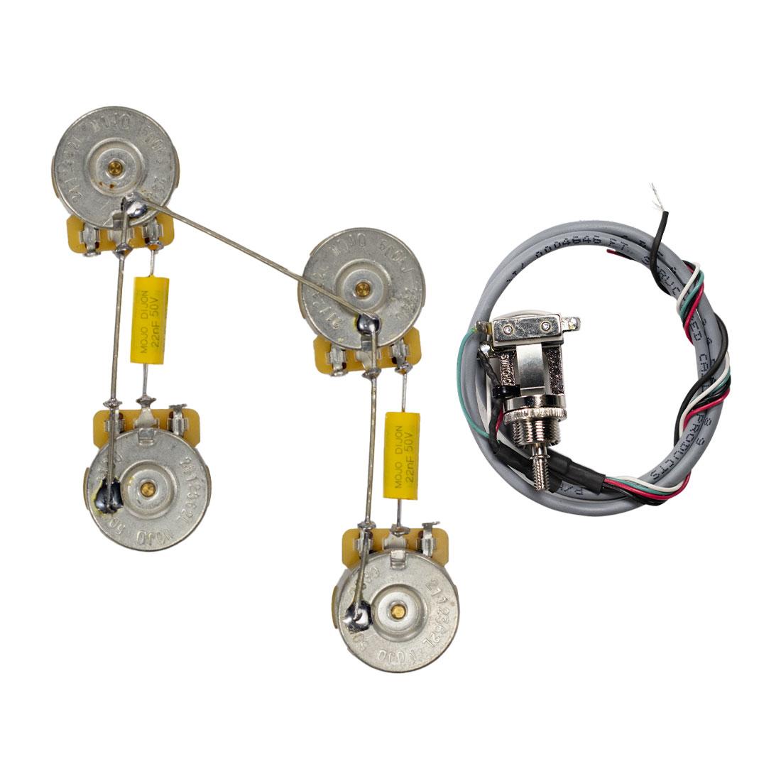 米国製配線材一巻 Pre-Wired Les Paul Guitar Wiring Harness (Long Shaft) – Mojotone