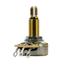A side view of the long shaft potentiometer used in the unassembled Les Paul long shaft wiring kit.