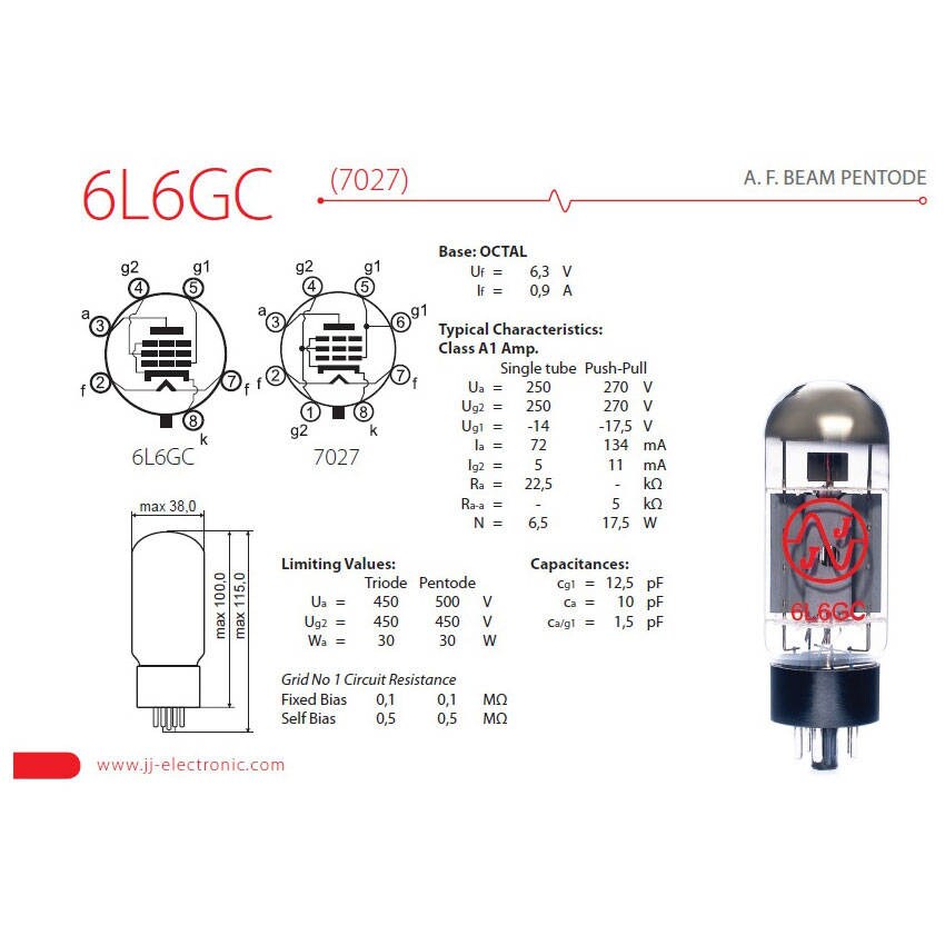 JJ Electronic 6L6GC Vacuum Tube